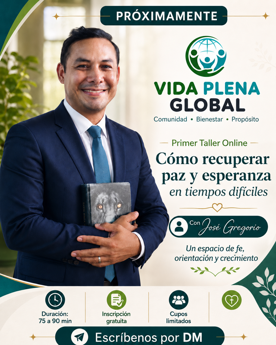 Flyer del primer taller de VIDA PLENA GLOBAL